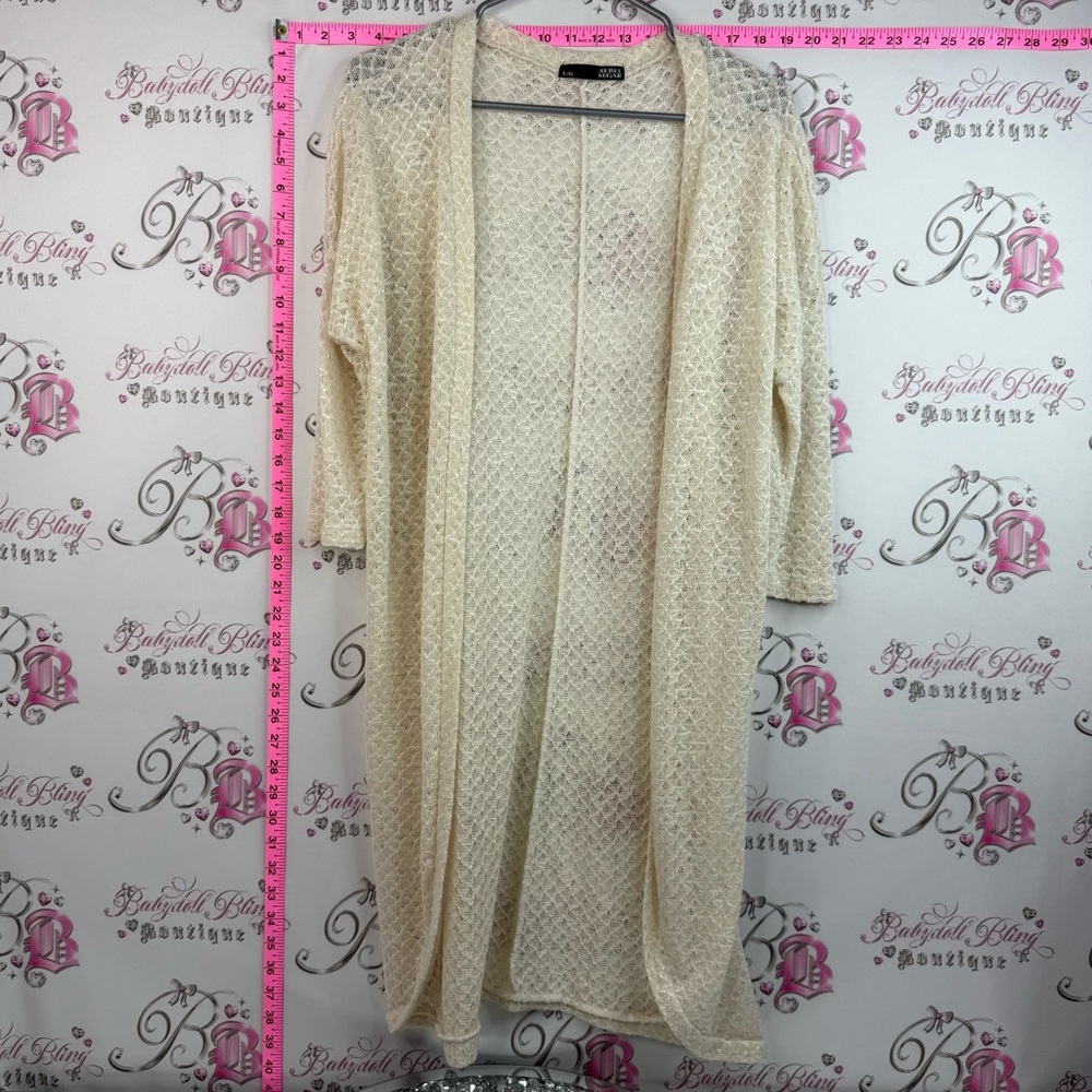 Rebel Sugar long sweater cardigan white Cream Open-Front Knit Duster Cardigan